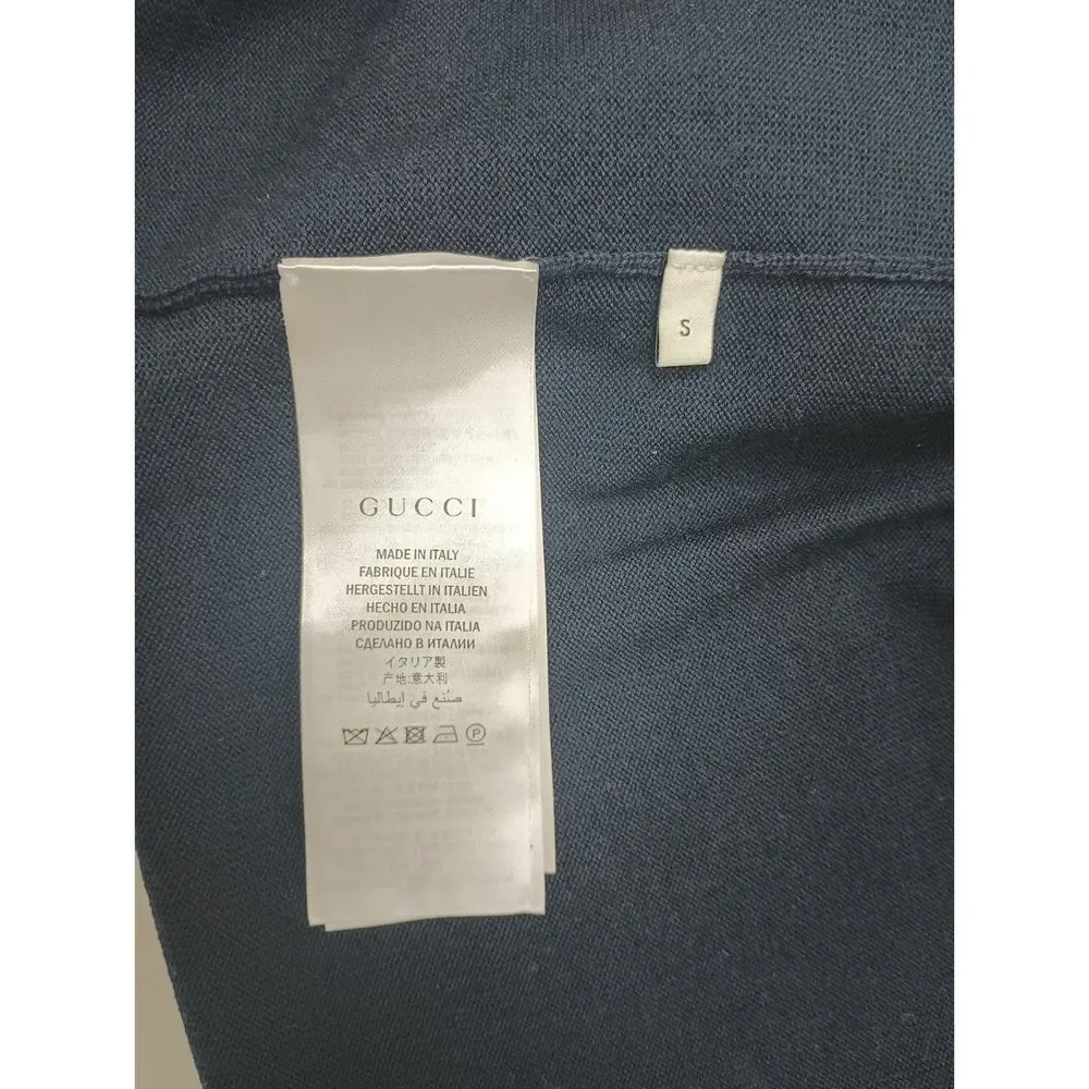 Gucci Women's Navy Blue Striped Merino Wool Knit Cardigan Size Small - Picture 5 of 6